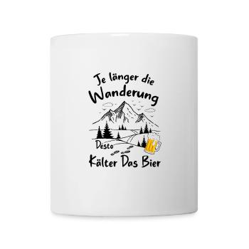 Je länger die Wanderung desto kälter das Bier - Tasse - Weiß - Vorne