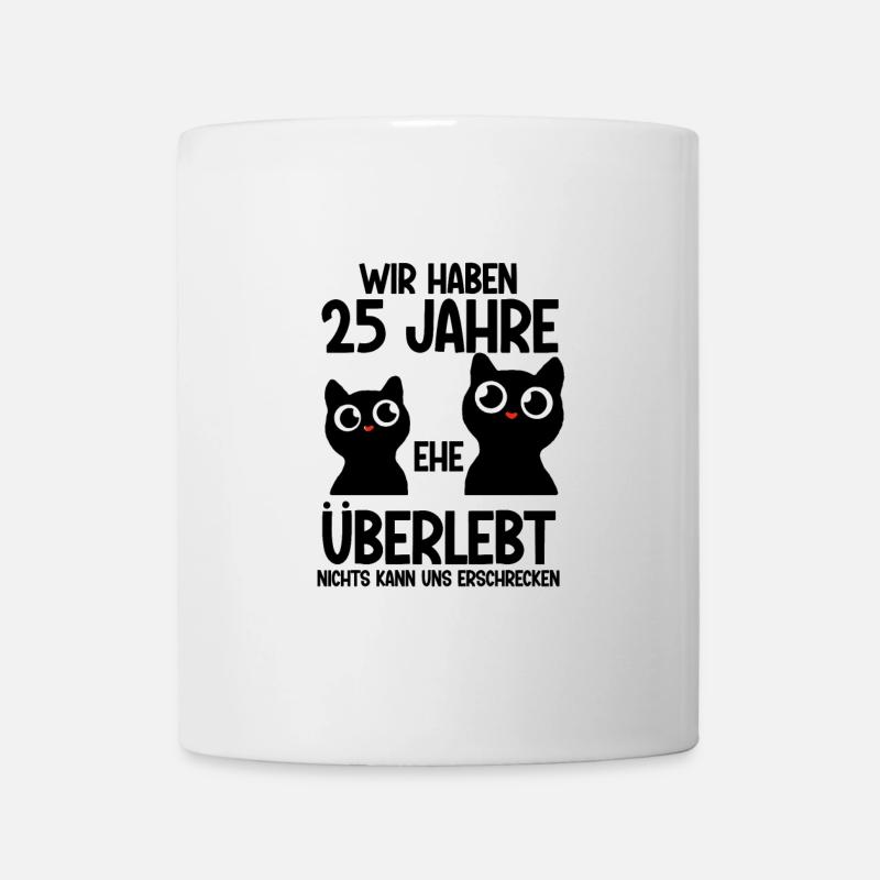 25 Jahre Ehe überlebt Silberhochzeit Hochzeitstag - Tasse - Weiß