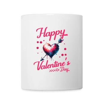 Happy Valentine's Day Heart Design with Arrow - Mug - white - Front