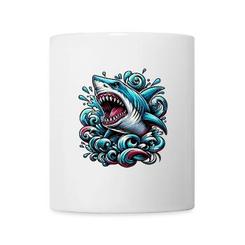 Shark Powerful Waves Tattoo Artwork - Mug - white - Front