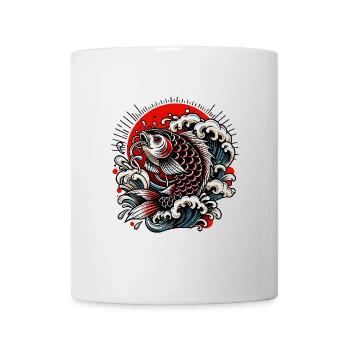 Koi carpe et vagues art du tatouage japonais - Mug blanc - blanc - Devant