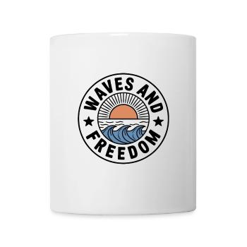 Waves & Freedom | Surfer & Strand Lover - Tasse - Weiß - Vorne