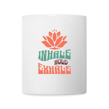 Inhale Hold Exhale Yoga Afirmation Retro Stil - Tasse - Weiß - Vorne