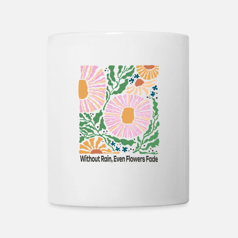 Without Rain Floral Design Retro Style - Mug - white