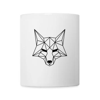 Schwarz Weiß Fuchs Illustration Polygon Design - Tasse - Weiß - Vorne