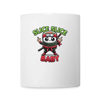 Kawaii Sushi Ninja Slice Slice Baby Lustiges Essen Wortspiel - Tasse - Weiß - Vorne