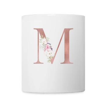 Personalisierbar Monogramm M Floral - Tasse - Weiß - Vorne