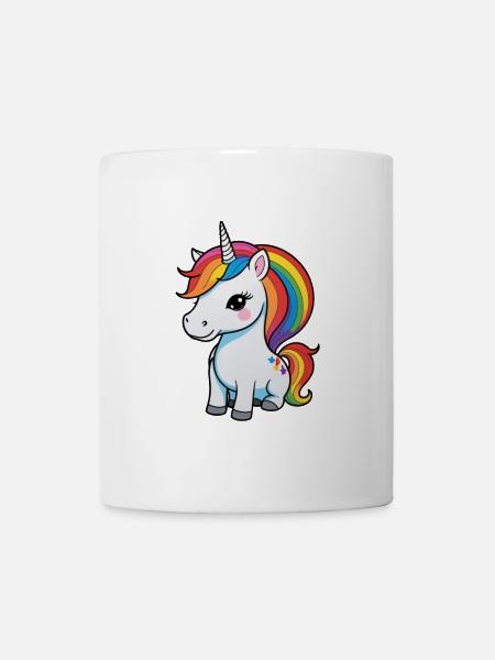 schönes Einhorn mit Regenbogen Mähne Haar - Tasse - Weiß
