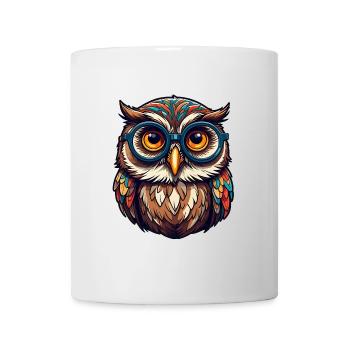 Lustige bunte Eule - Tasse - Weiß - Vorne