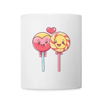 Lollipop Paar Liebe Herz Comic - Tasse - Weiß - Vorne