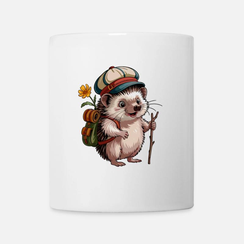 Igel mit Rucksack auf Wanderschaft - Tasse - Weiß