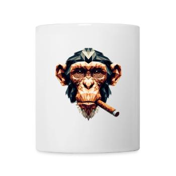 Ein Affe mit Zigarre im Polygon-Stil - Tasse - Weiß - Vorne