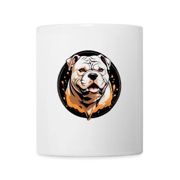 Amerikanische Bulldogge Portrait im Kreis - Tasse - Weiß - Vorne