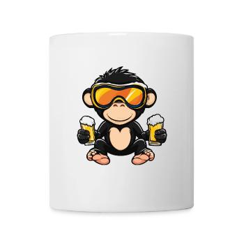 Affe Apres Ski Bier Comic - Tasse - Weiß - Vorne