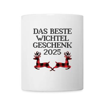 Wichteln 2025 Weihnachten Wichtelspiel Rentiere - Tasse - Weiß - Vorne