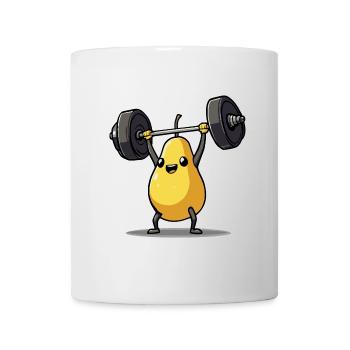 Strong Pear Lifting Weights Fitness Cartoon - Mug - white - Front