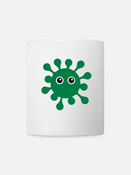 ★ Couleurs de conception modifiables ★ Virus aux yeux écarquillés - Mug blanc - blanc