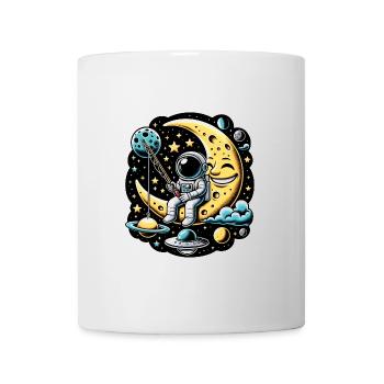 Astronaut sitzt auf der Mondsichel und angelt - Tasse - Weiß - Vorne