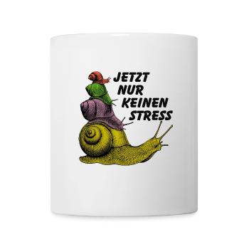 Keinen Stress Schnecken übereinander und Spruch - Tasse - Weiß - Vorne