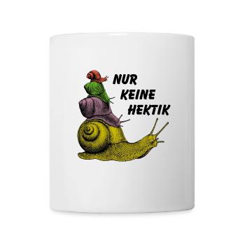 Keine Hektik Schnecken übereinander und Spruch - Tasse - Weiß - Vorne