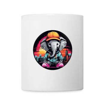 Mignon petit éléphant au look décontracté avec casquette - Mug blanc - blanc - Devant