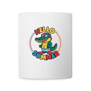 Hello summer little crocodile with diving goggles - Mug - white - Front