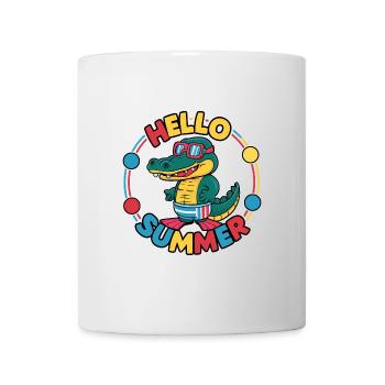 Hello summer little crocodile with diving goggles - Mug - white - Front