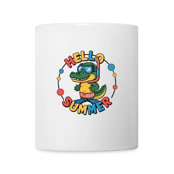 Hello summer little crocodile with diving goggles - Mug - white - Front