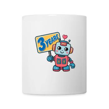 Drei Jahre kleiner Roboter Kindergeburtstag - Tasse - Weiß - Vorne