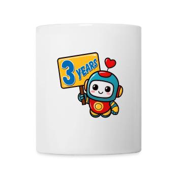 Drei Jahre kleiner Roboter Kindergeburtstag - Tasse - Weiß - Vorne