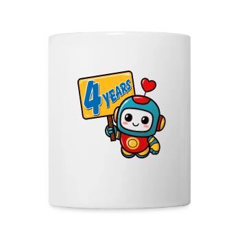 Vier Jahre kleiner Roboter Kindergeburtstag - Tasse - Weiß - Vorne