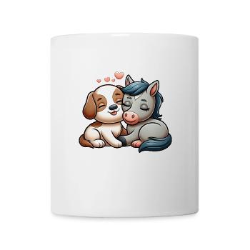 Câlin Chien Et Cheval Amoureux - Mug blanc - blanc - Devant