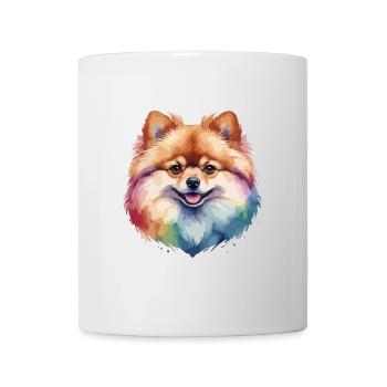 Zwergspitzer Hund bunt und niedlich - Tasse - Weiß - Vorne