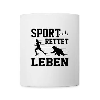 Sport Rettet Leben - Lustige Sportler - Tasse - Weiß - Vorne