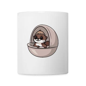 Cute baby otter in crib cot - Mug - white - Front