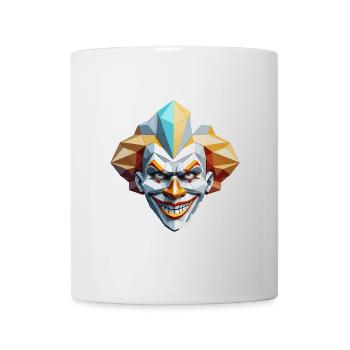 Clown Maske - Low Poly Design - Tasse - Weiß - Vorne
