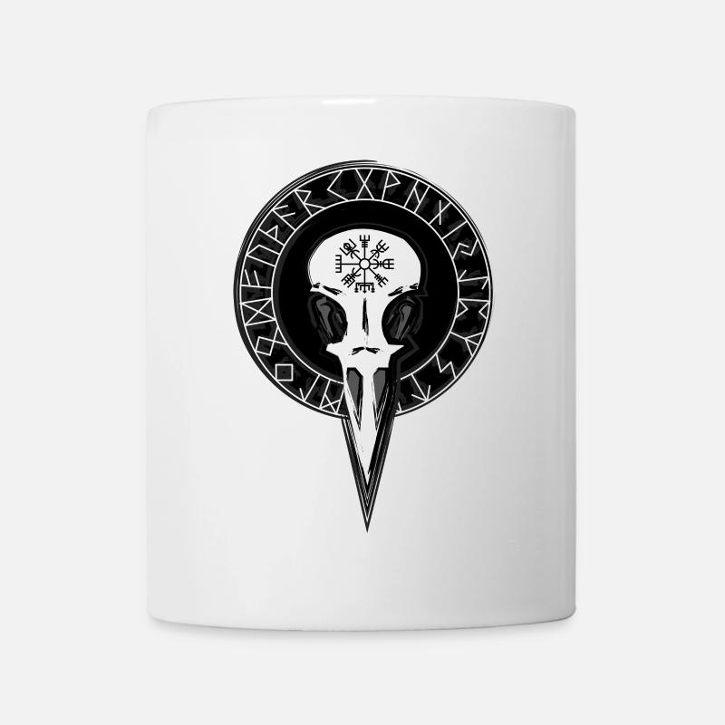 Raven skull with big run circle - Mug - white