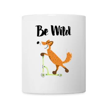 Be Wild Fuchs mit seinem Roller - Kinder - Lustig - Tasse - Weiß - Vorne