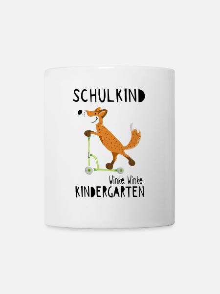 Schulkind und winke Kindergarten - Einschulung - Tasse - Weiß