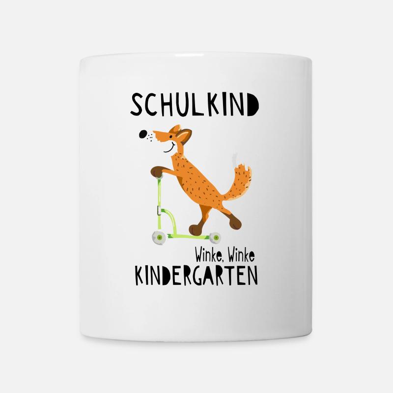 Schulkind und winke Kindergarten - Einschulung - Tasse - Weiß