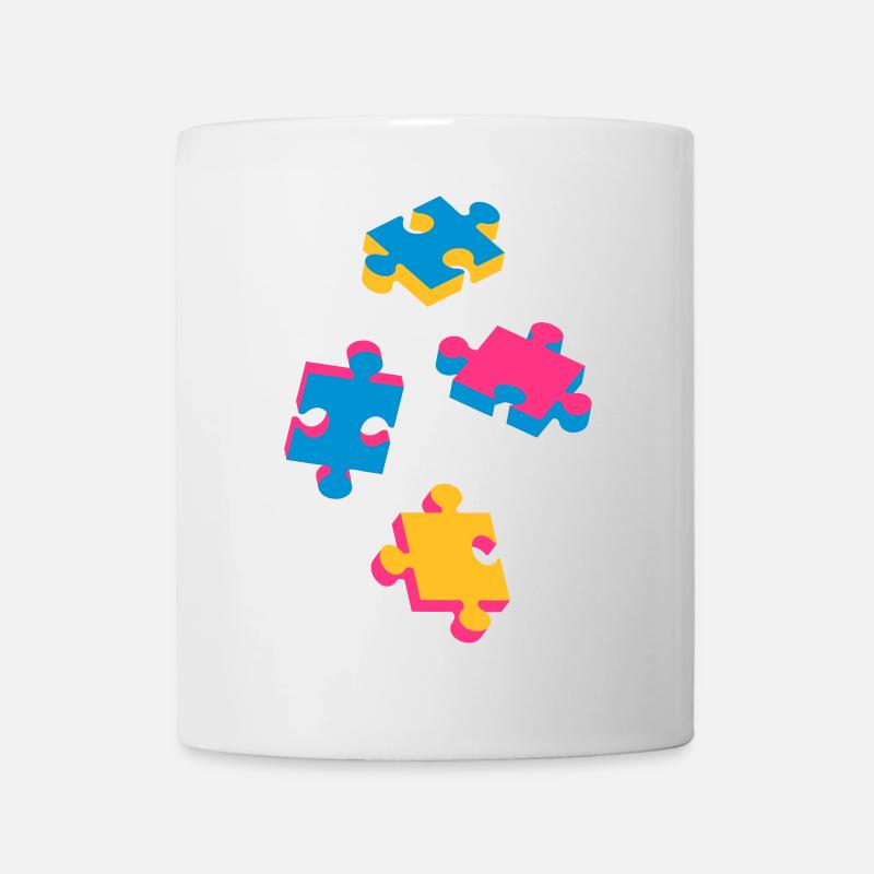 four puzzle pieces - Mug - white