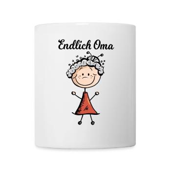 Endlich Oma - Baby - Geburt - Großmutter -Geschenk - Tasse - Weiß - Vorne