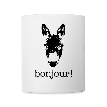 Bonjour Herr Esel Guten Tag Donkey Design - Tasse - Weiß - Vorne