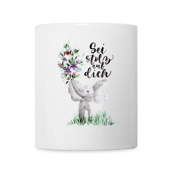 Be proud of yourself - elephant and flowers - Mug - white - Front