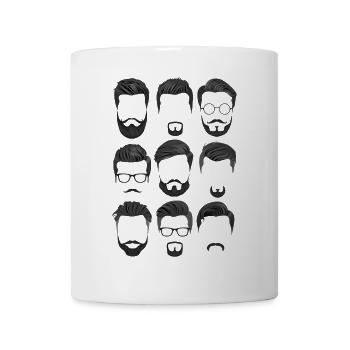 Bart- und Haarschnitt Muster - Tasse - Weiß - Vorne