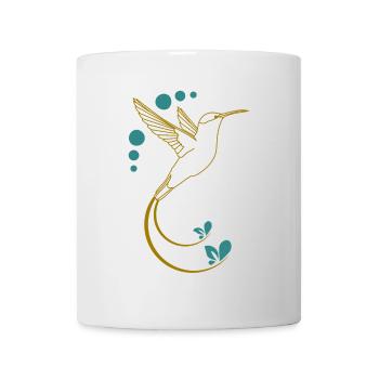 Yellow hummingbird with ornaments - Mug - white - Front