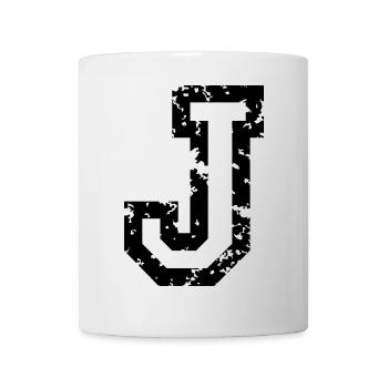 Letter J (Distressed) two-color Black/White - Mug - white - Front