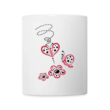 Colorful butterflies with flowers, summer meadow - Mug - white - Front