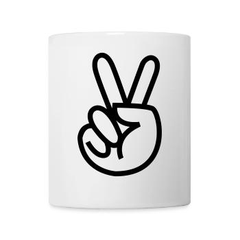 Peace, peace sign, hand with two fingers up # - Mug - white - Front
