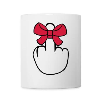 wichser mittelfinger zeigen beleidigen fick dich f - Tasse - Weiß - Vorne